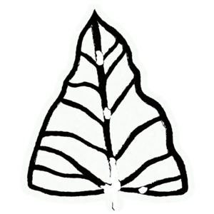 Download black and white trifoliate leaf sticker with vein outline and letter l png online