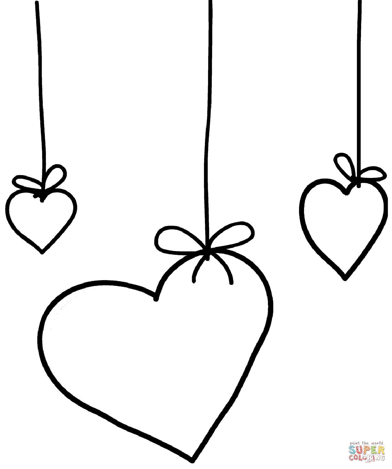 Three hearts coloring page free printable coloring pages