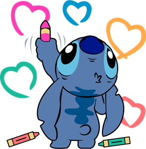 Stitch coloring hearts logo vector stitch drawing stitch disney stitch cartoon