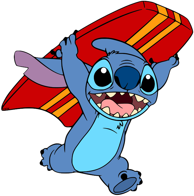 Clip art of stitch running with a surfboard from lilo and stitch liloandstitch lilo and stitch characters stitch drawing lilo and stitch