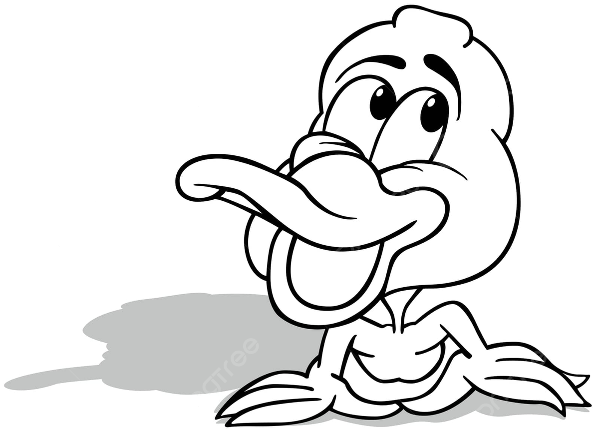 Happy duckling sketch with a broad grin goose animal coloring book vector goose animal coloring book png and vector with transparent background for free download