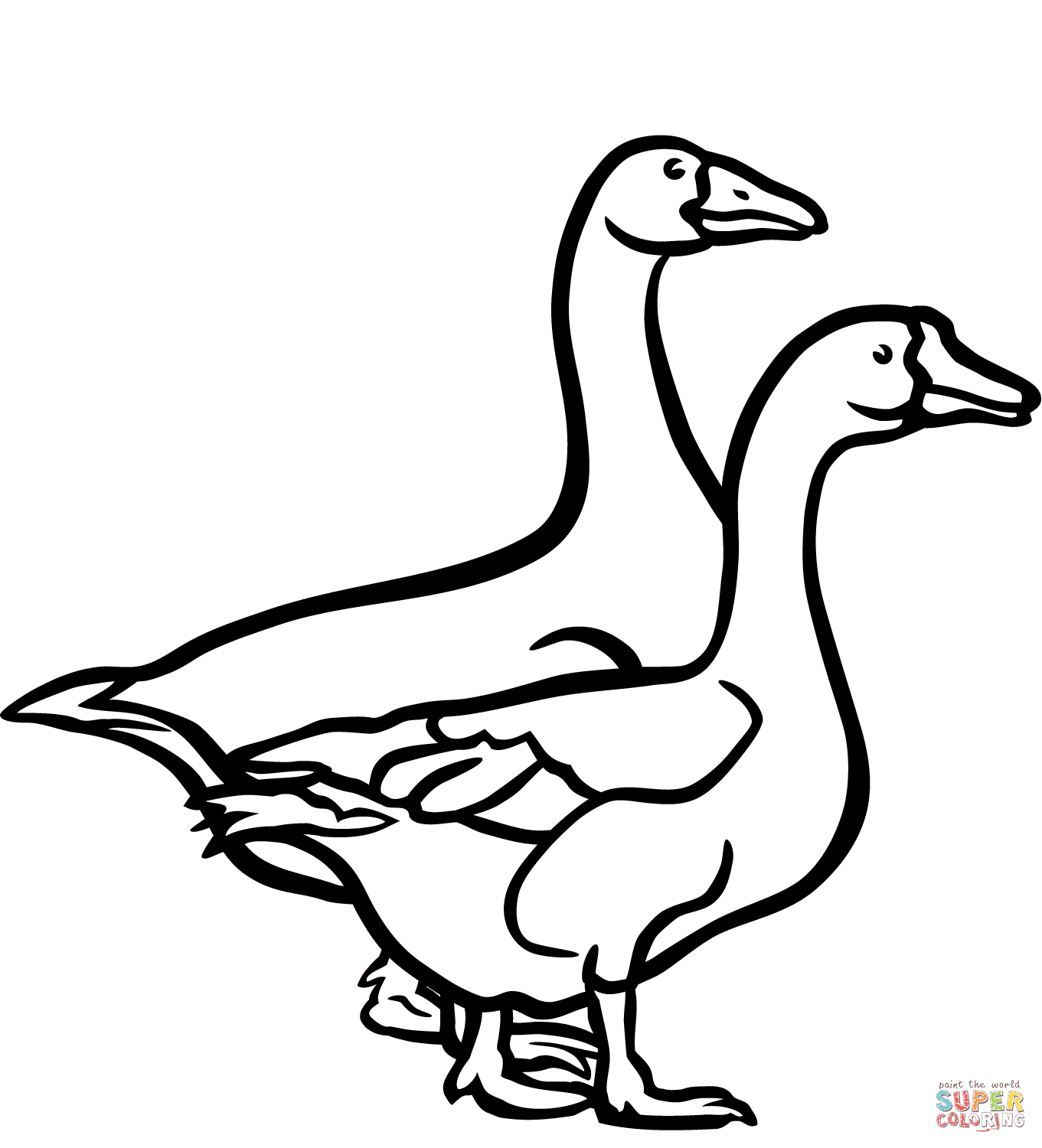 Two geese coloring page free printable coloring pages