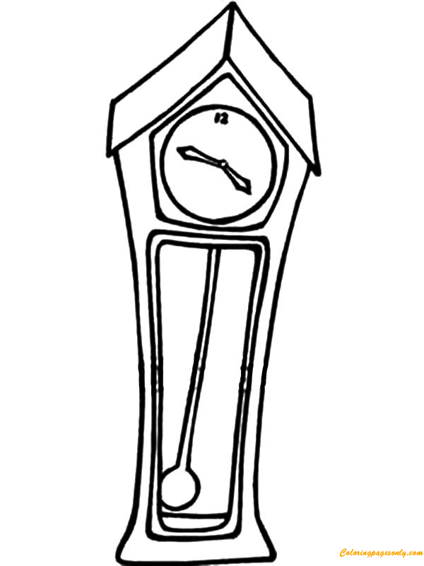 Grandfather clock with a swinging pendulum coloring pages