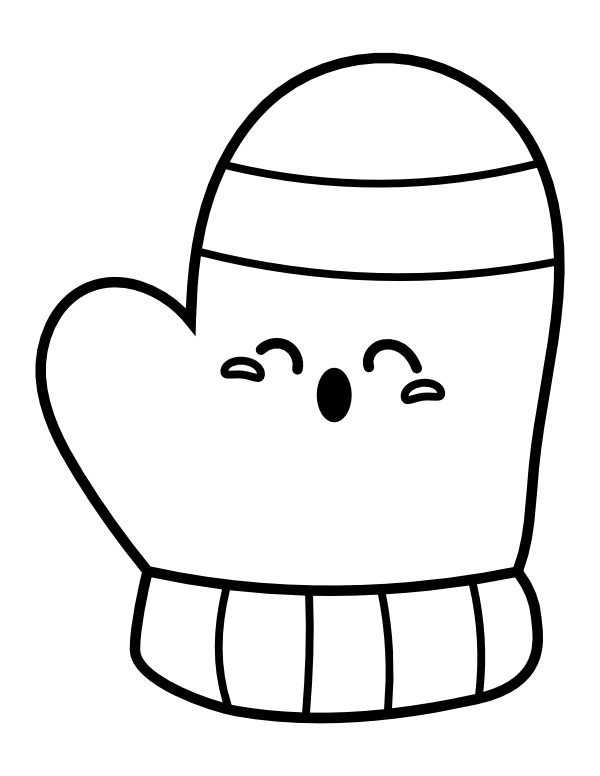 Printable kawaii mitten coloring page