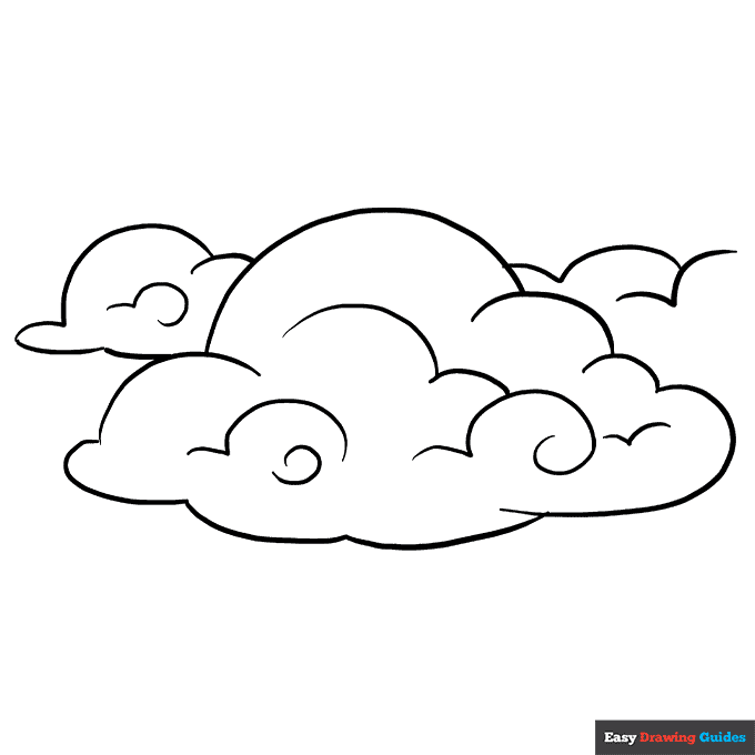 Clouds coloring page easy drawing guides