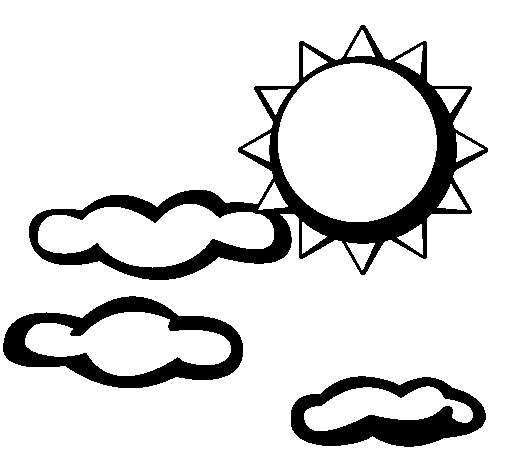 Sun and clouds coloring page