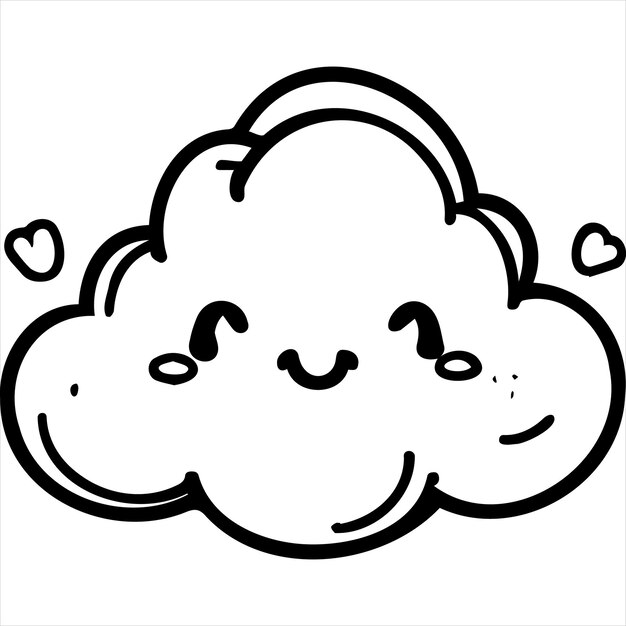 Premium vector kawaii cloud coloring page