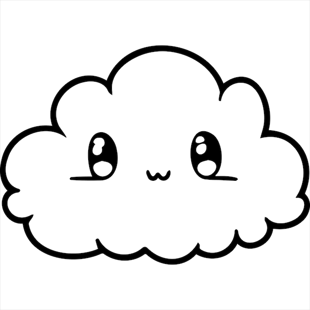 Premium vector kawaii cloud coloring page