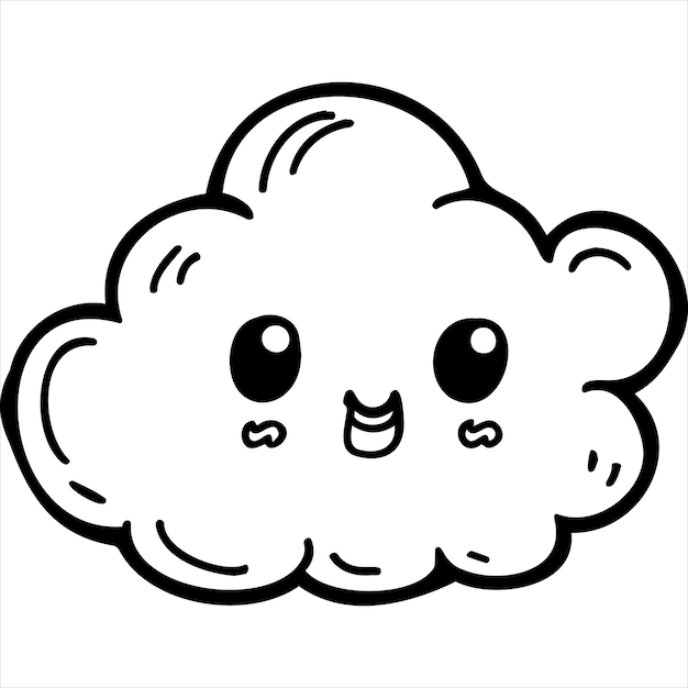 Premium vector kawaii cloud coloring page