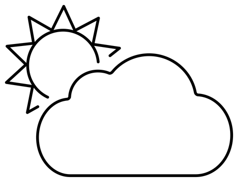 Sun behind large cloud emoji coloring page free printable coloring pages