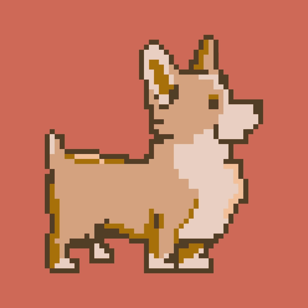 Cute pixelated corgi