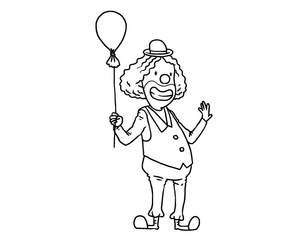 Clown and balloon coloring page