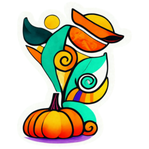 Download colorful and whimsical stylized pumpkin image png online