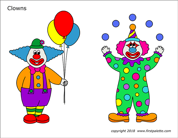 Clowns free printable templates coloring pages