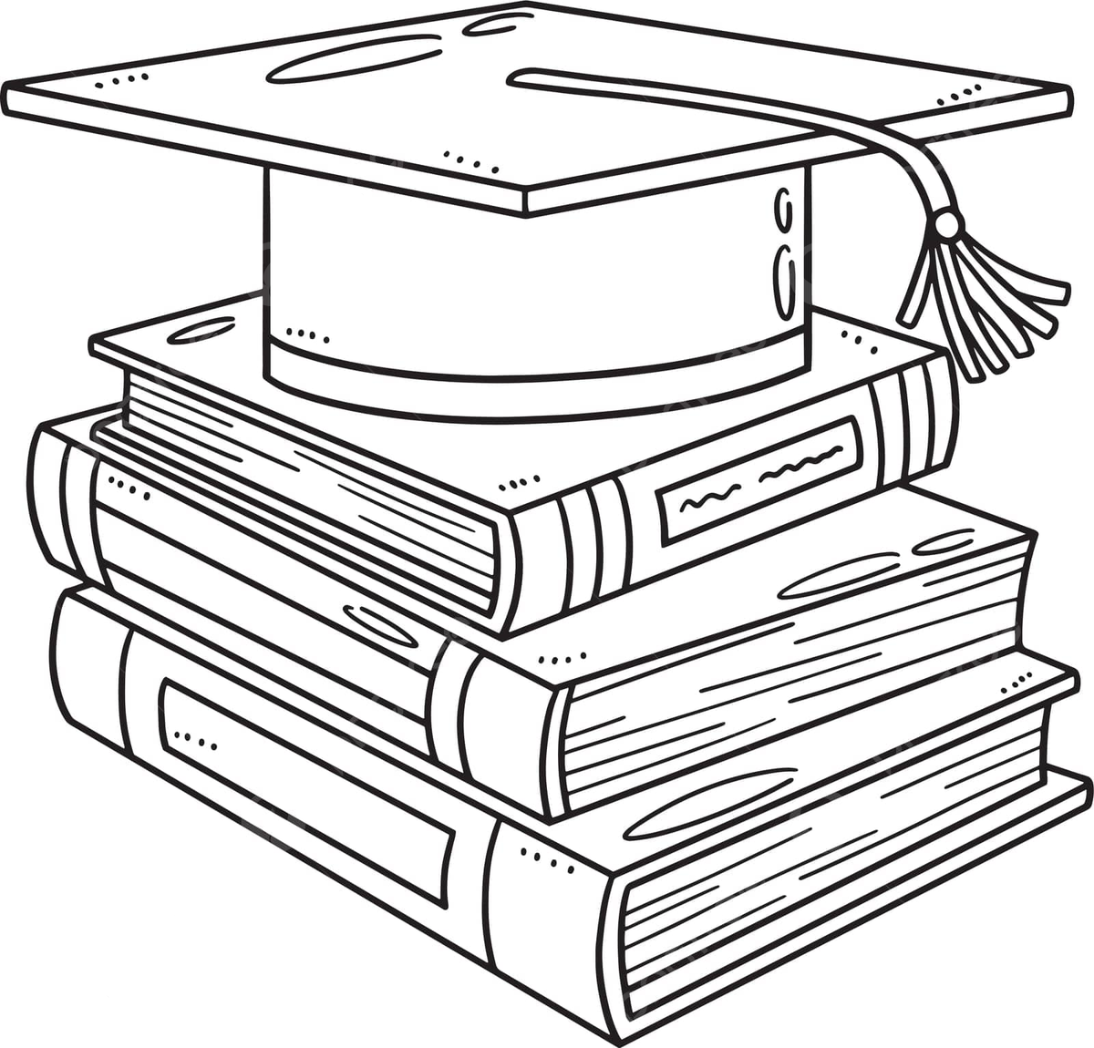 Dibujo de gorro graduaciãn con libros aislado pãgina para colorear grado alumno vector png dibujos dibujo de libro dibujo de birrete de graduaciãn dibujo de graduacion png y vector para dcargar gratis