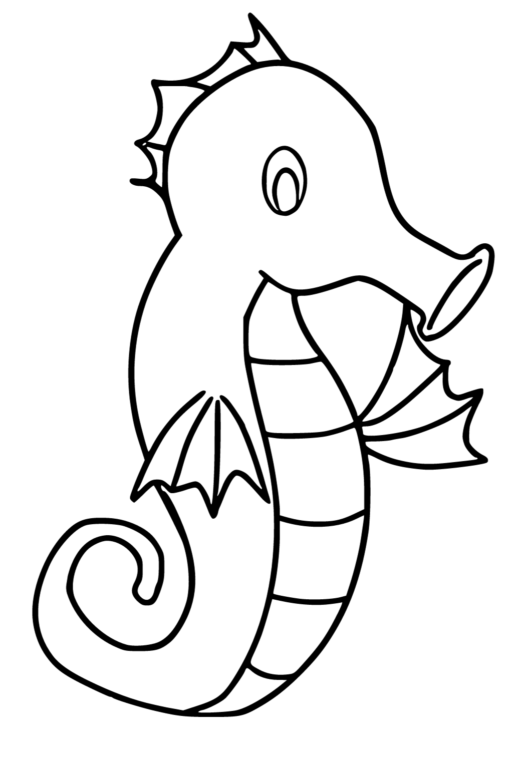 Free printable seahorse easy coloring page for adults and kids