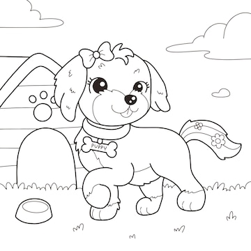 Premium vector cockapoo puppy coloring page