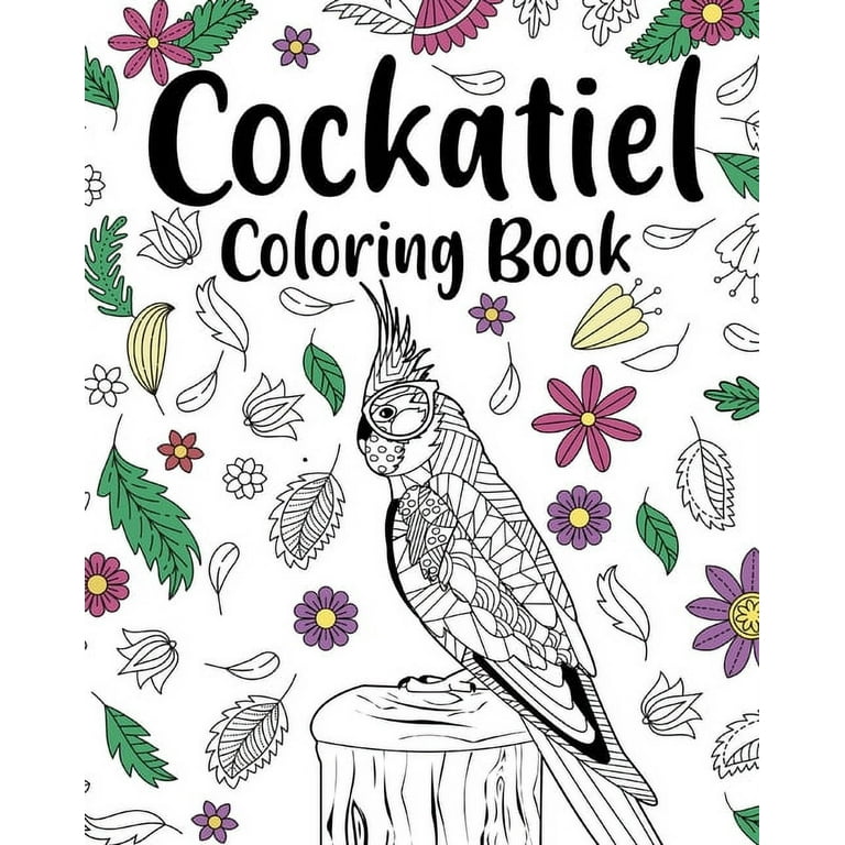 Cockatiel coloring book activity coloring books floral mandala coloring stress relief picture paperback