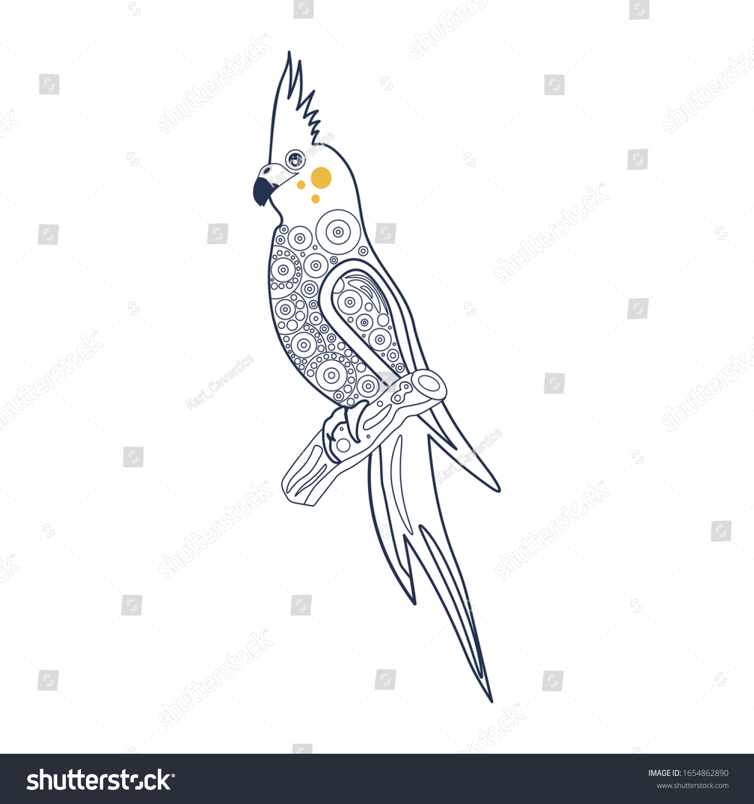 Coloring page bird cockatiel coloring book stock vector royalty free