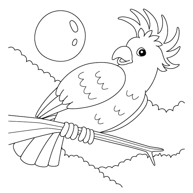 Premium vector cockatoo animal coloring page for kids