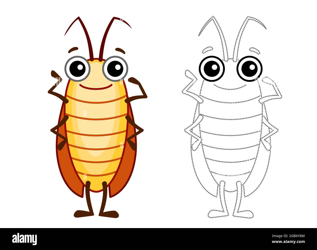 Coloring insect for children coloring book funny cockroach in a cartoon style trace the dots and color the picture stock vector image art