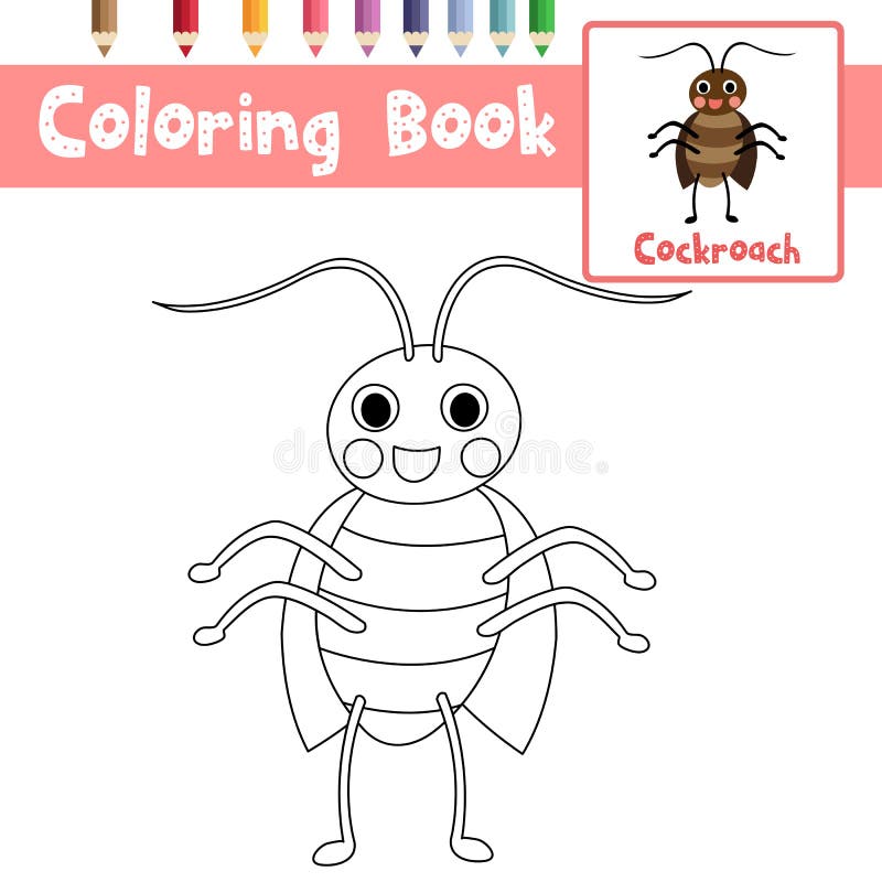 Coloring page cockroach animal cartoon character vector illustration stock vector