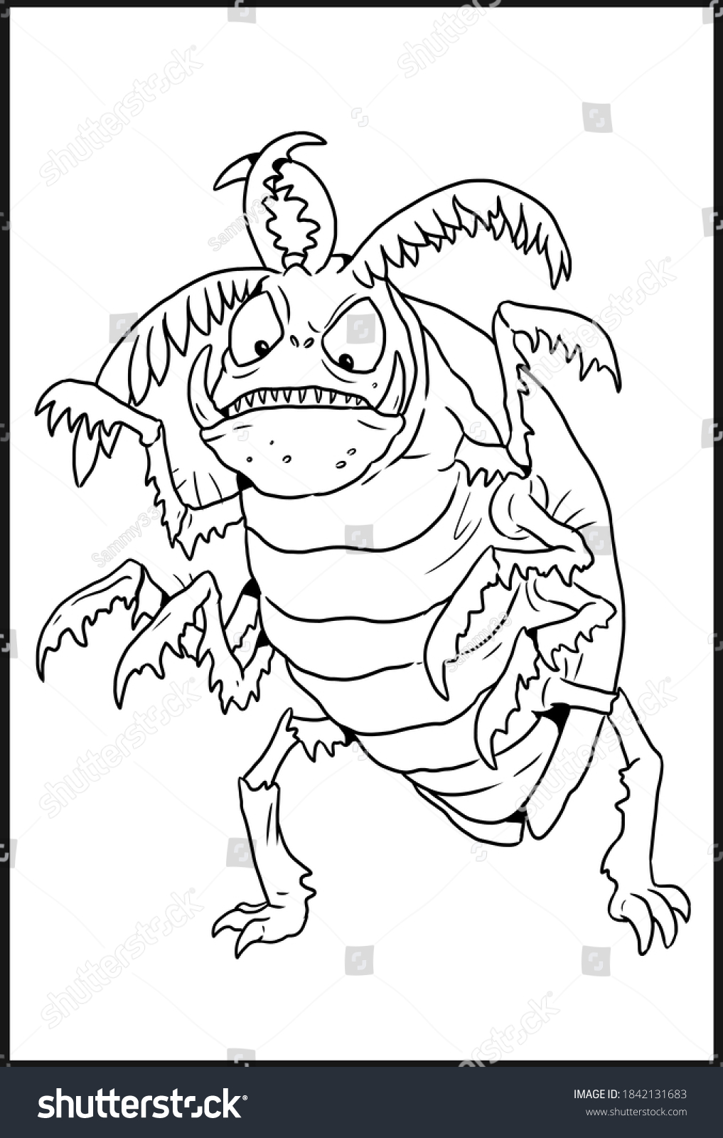 Giant cockroach drawing halloween monster coloring stock illustration