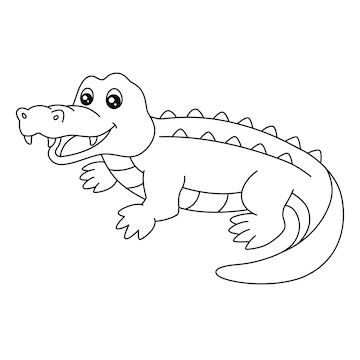 Premium vector a cute and funny coloring page of a crocodile provides hours of coloring fun for children to color this page is very easy suitable for little kids and toddlers
