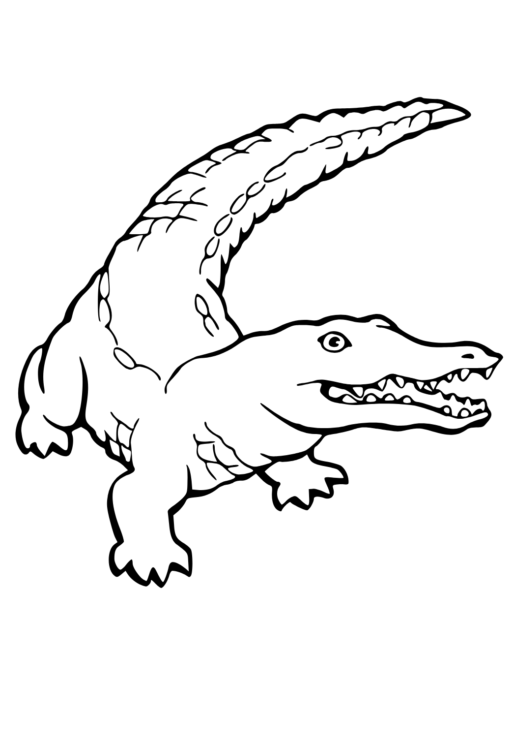 Free printable crocodile easy coloring page for adults and kids