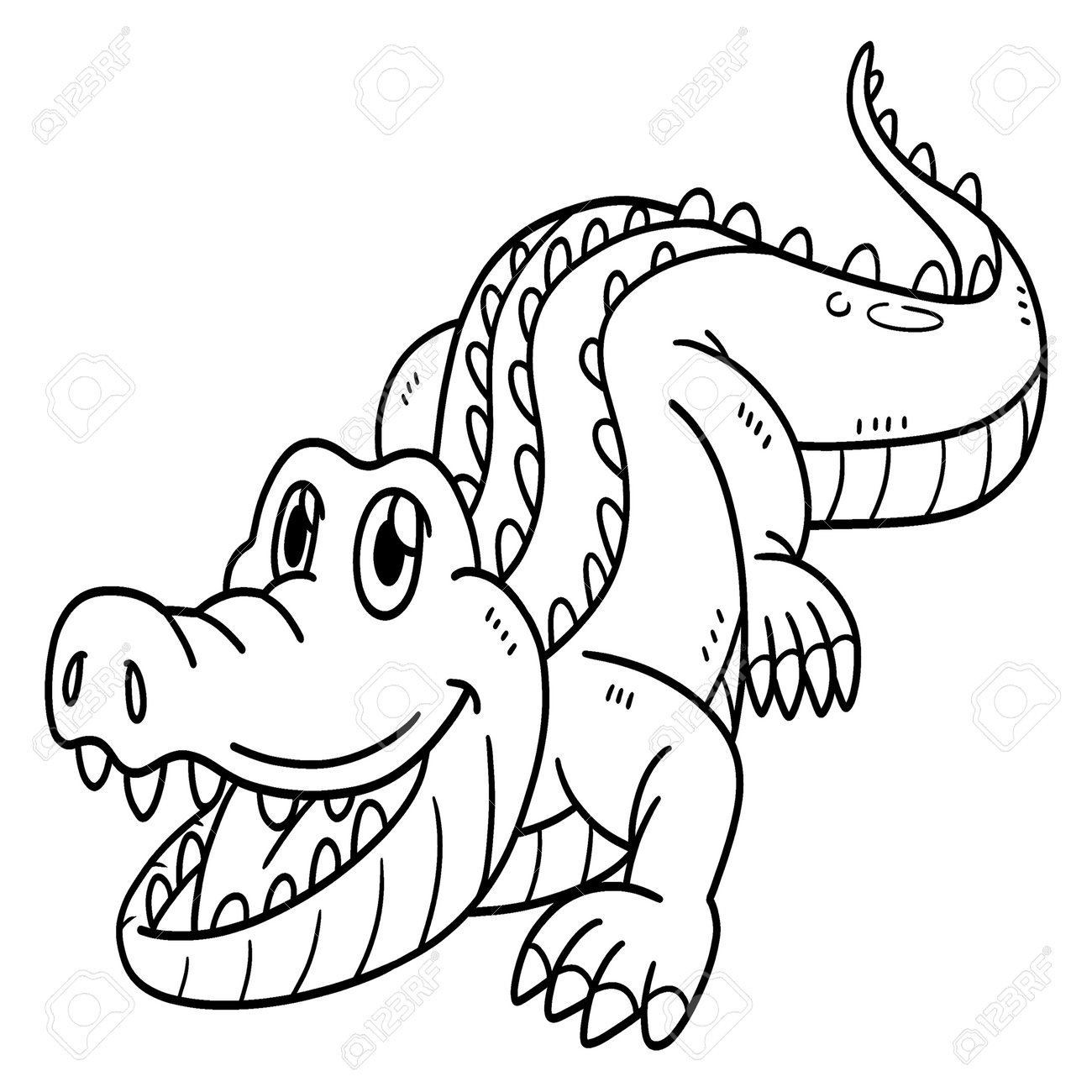 Crocodile animal isolated coloring page for kids royalty free svg cliparts vectors and stock illustration image