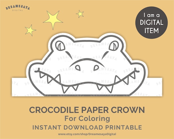 Crocodile coloring page nile crocodile bw party crown to color big reptile head paper craft download now