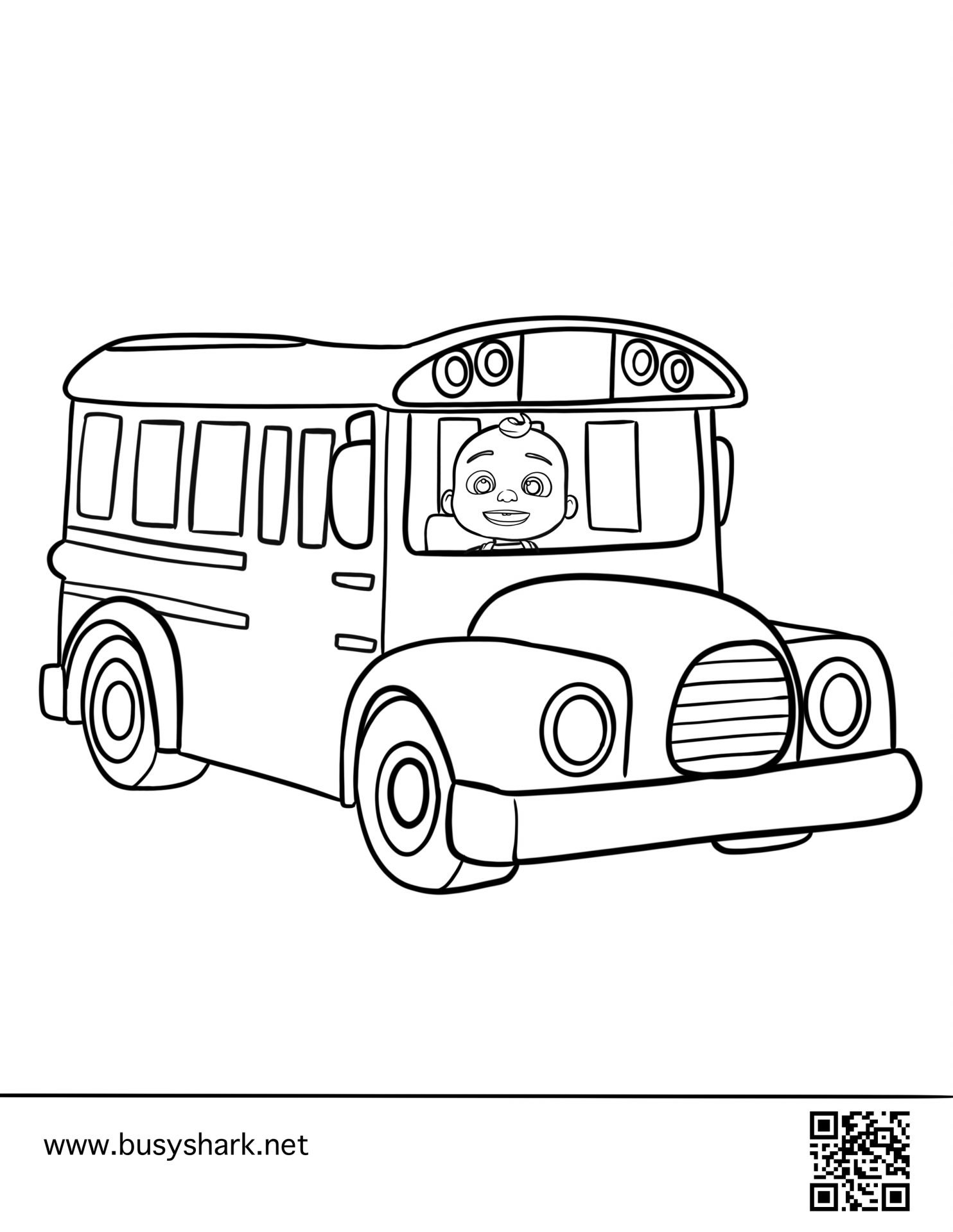 Cocomelon school bus coloring page