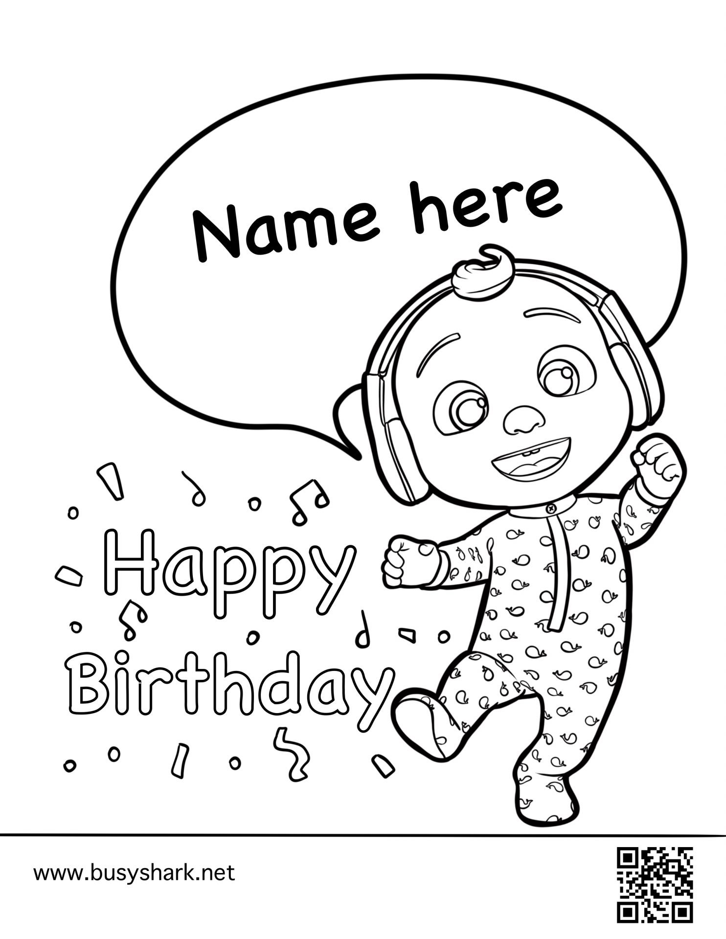 Cocomelon jj happy birthday coloring page