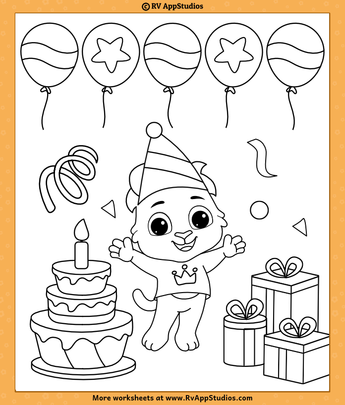 Happy birthday gifts coloring page for kids