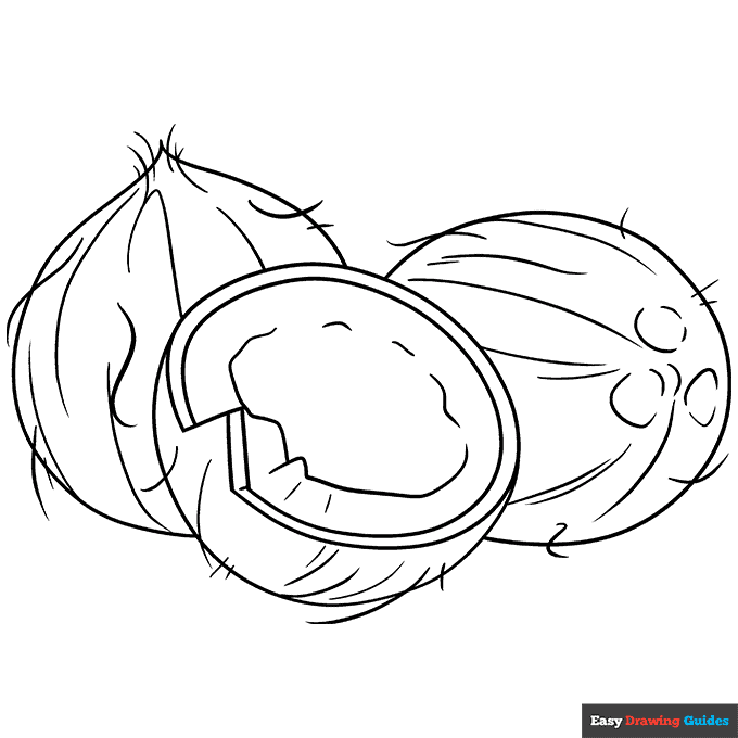 Coconut coloring page easy drawing guides