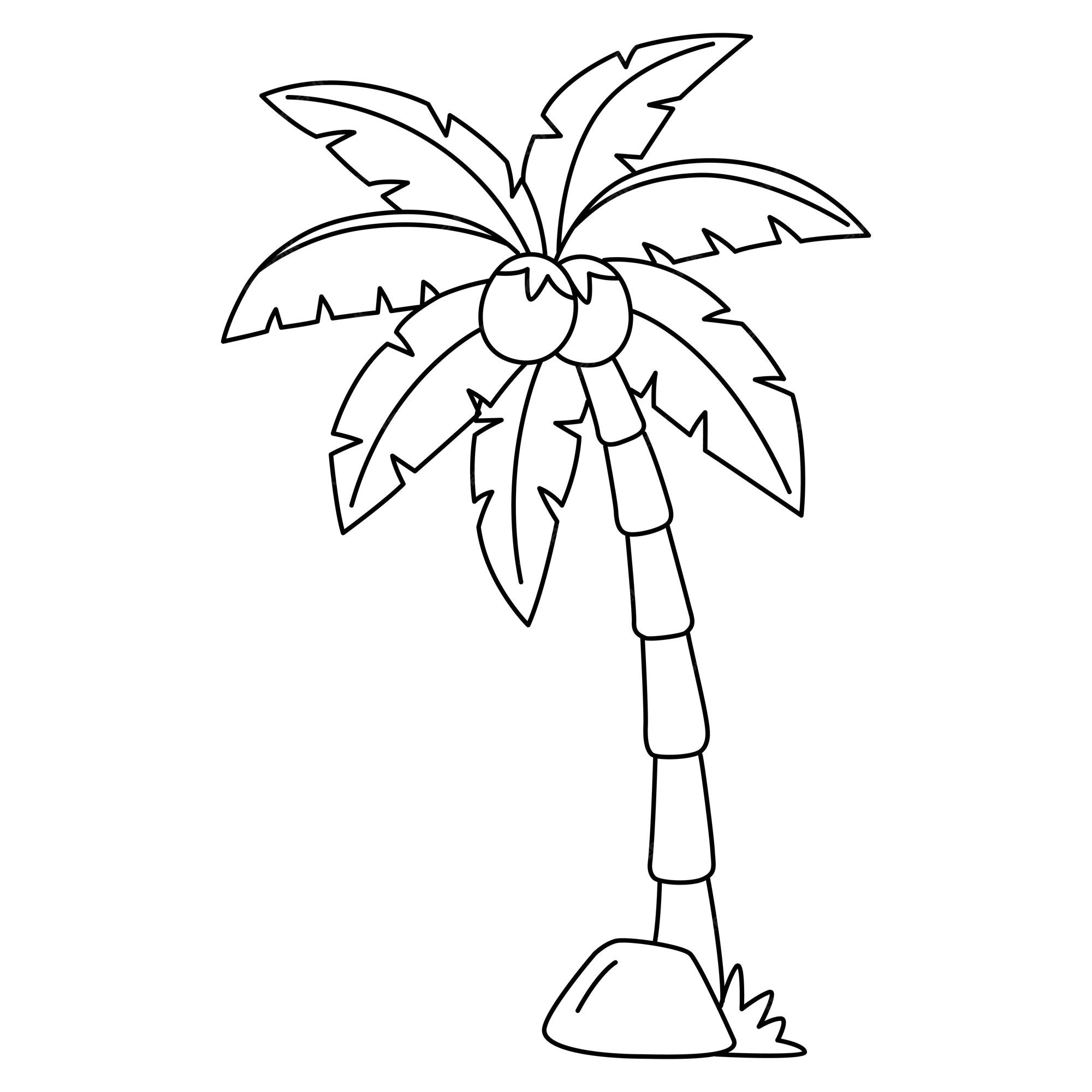 Premium vector a cute and funny coloring page of a coconut tree provides hours of coloring fun for children color this page is very easy suitable for little kids and toddlers