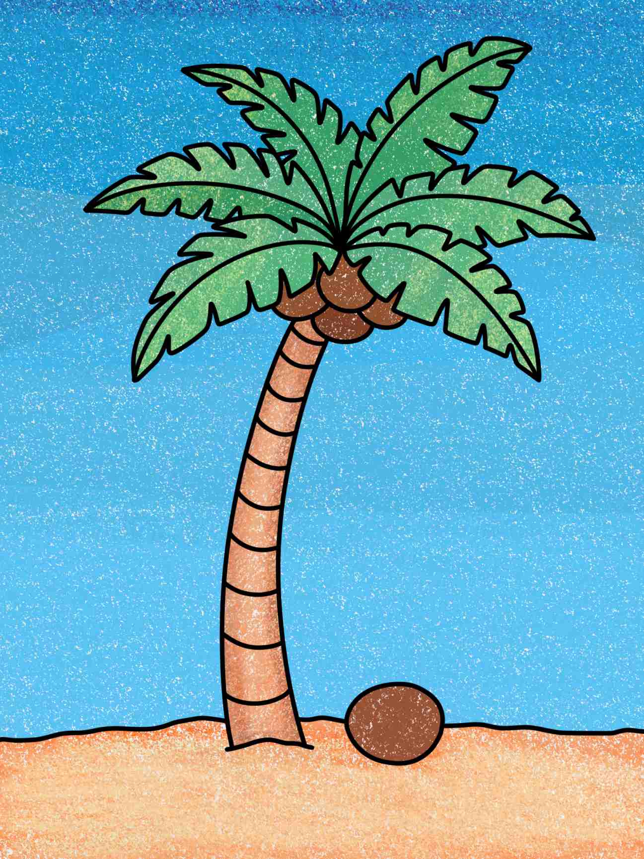 Easy coconut tree drawing