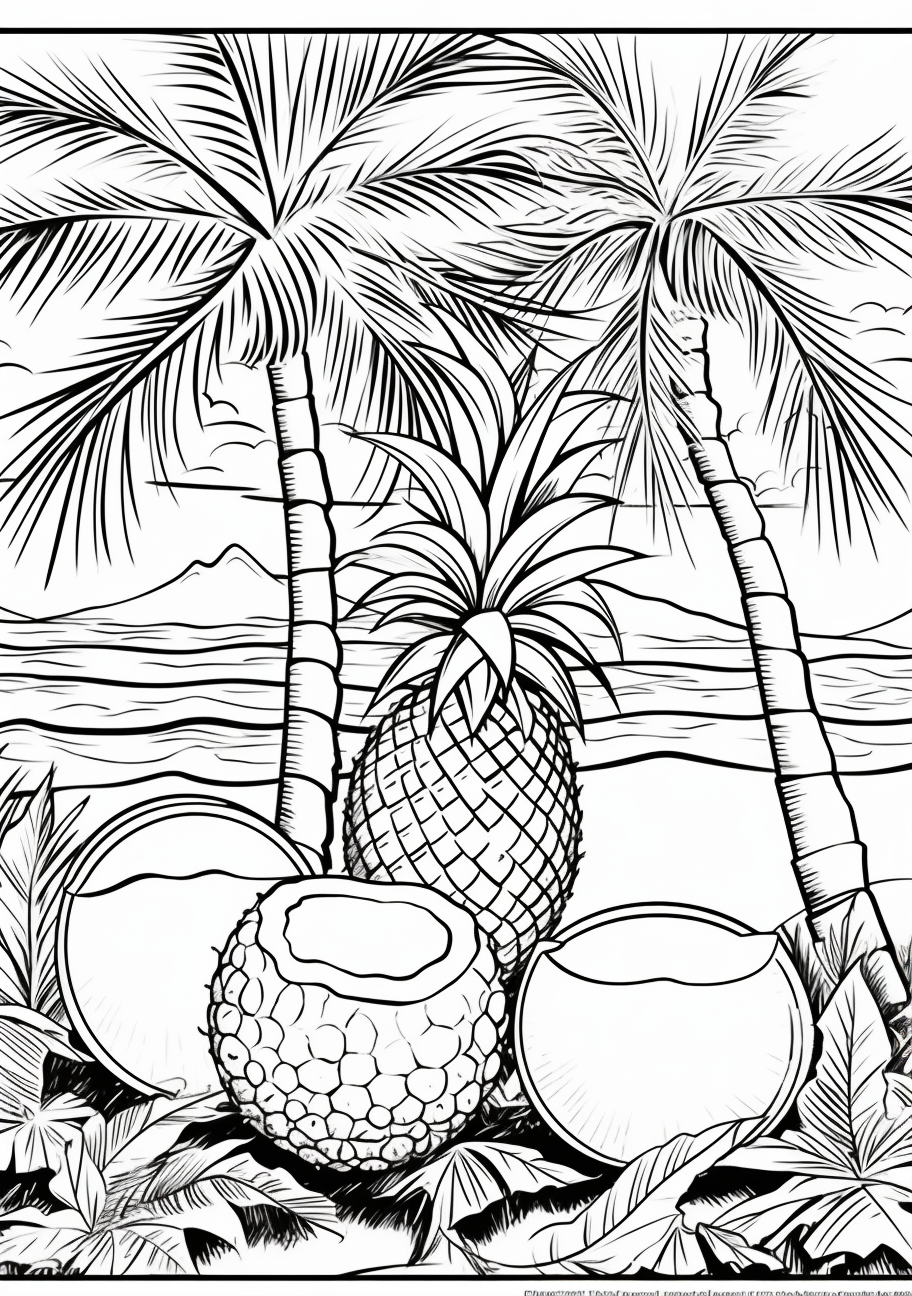 Island vacation pineapples and coconuts