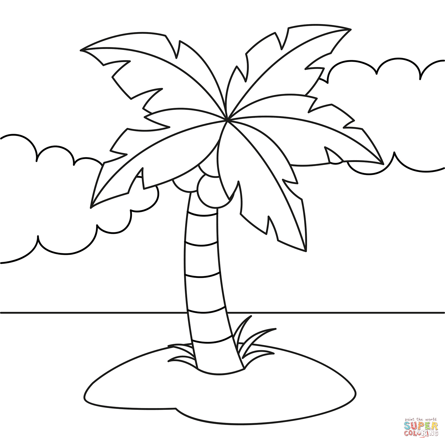 Coconut tree coloring page free printable coloring pages