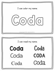 Coda â name for handwriting practice a to z teacher stuff printable pages and worksheets