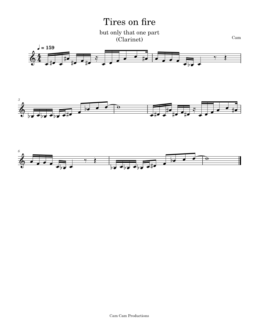 Tires on fire â coda sheet music for clarinet other woodwind ensemble