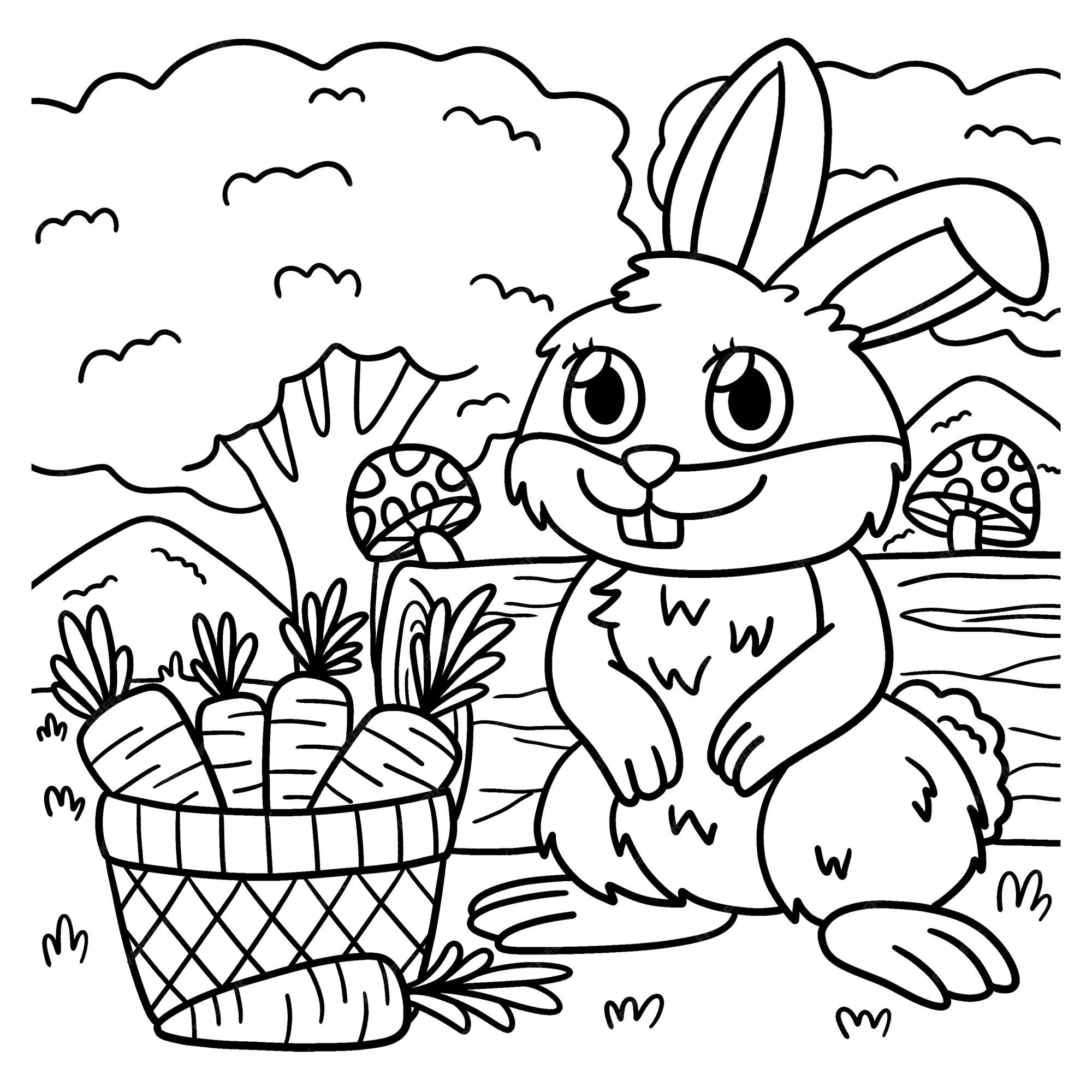 Premium vector rabbit animal coloring page for kids