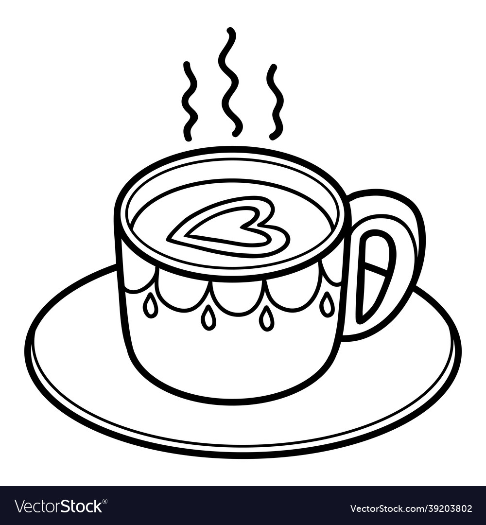 Coloring book cup of coffee royalty free vector image