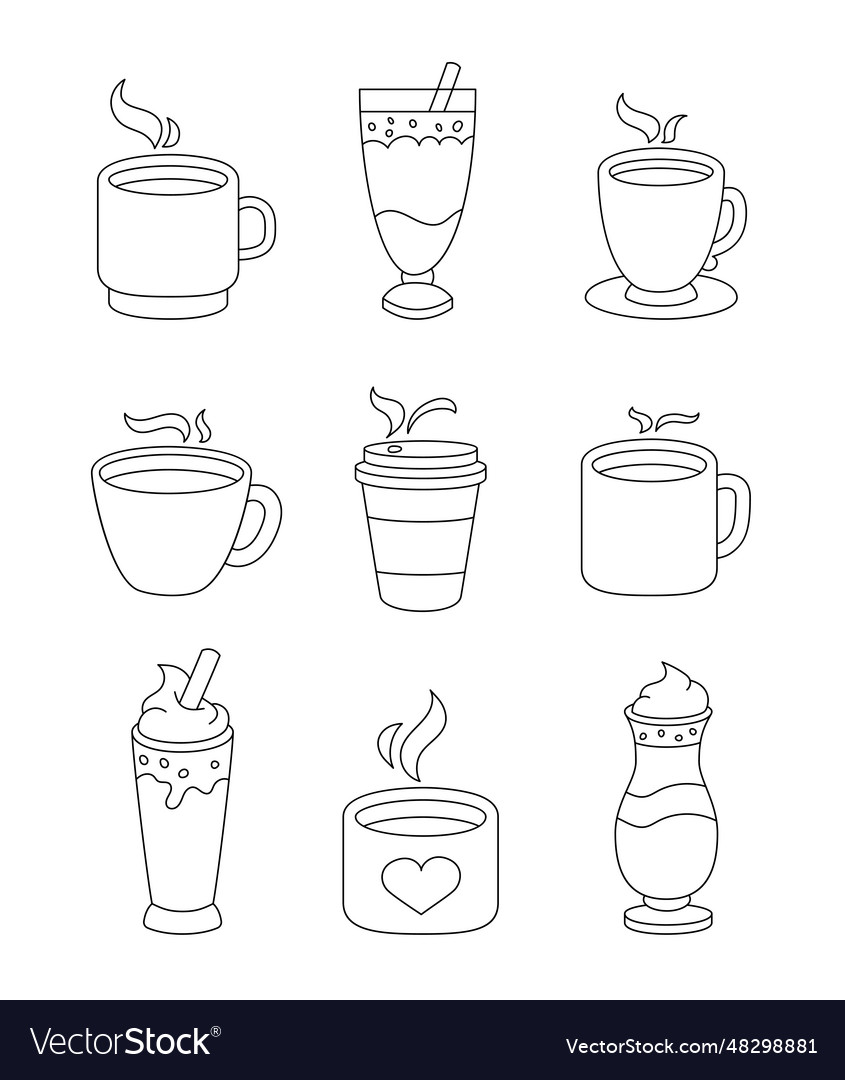 Coffee drink cup coloring page royalty free vector image
