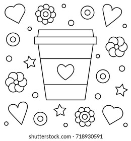 Coffee cup coloring page black white åºåçéåïå ççï