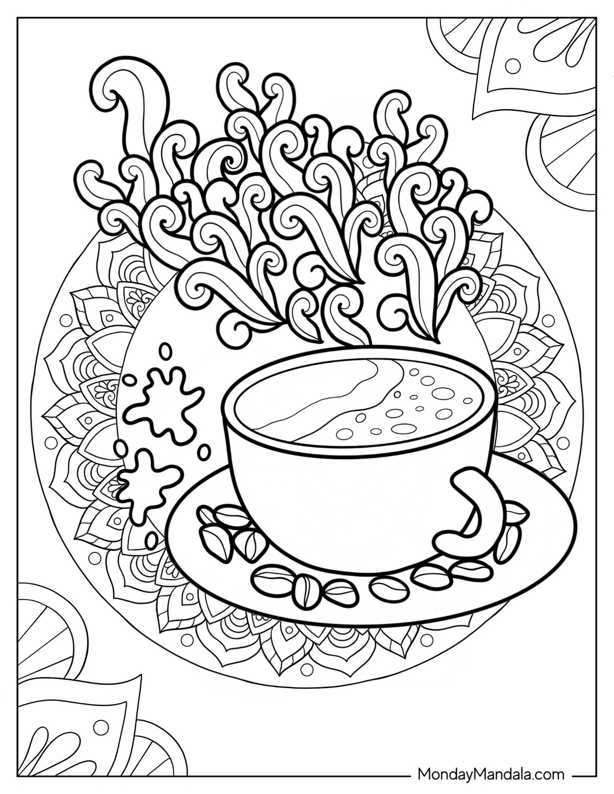 Coffee coloring pages free pdf printables