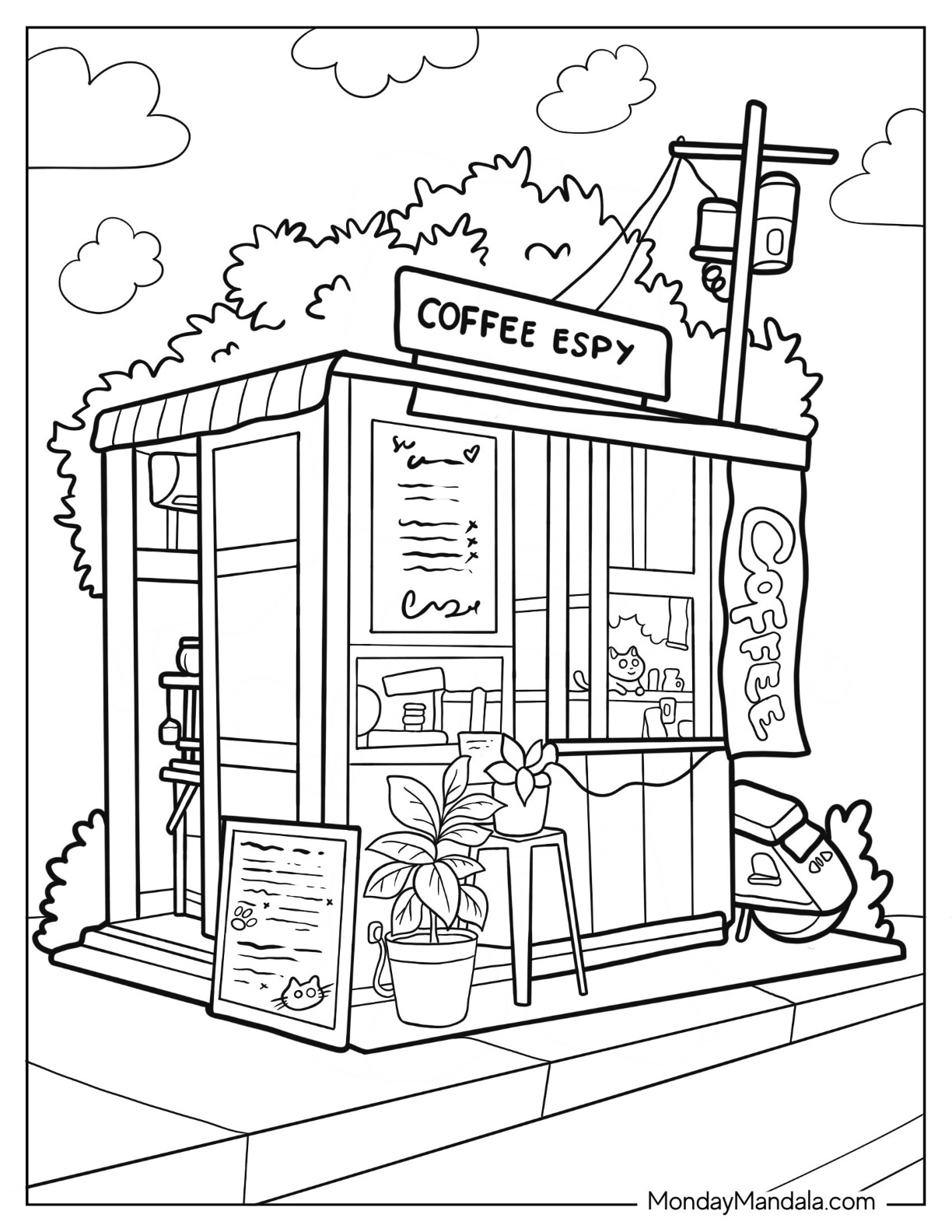 Coffee coloring pages free pdf printables