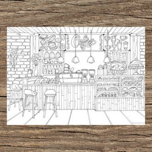 Coffee shop printable adult coloring page from favoreads coloring book pages for adults and kids coloring sheets colouring designs