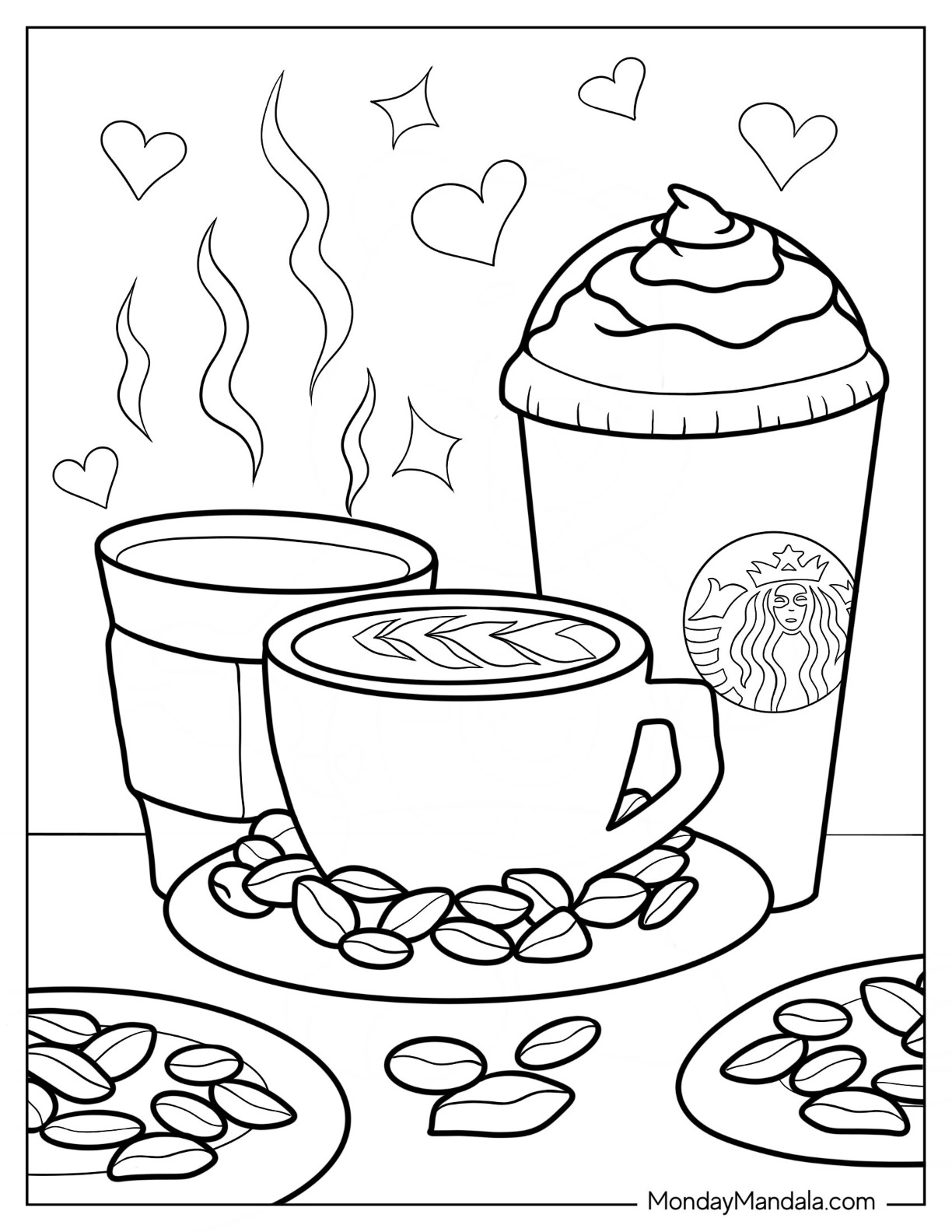 Coffee coloring pages free pdf printables
