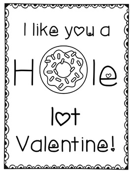 Donut and coffee valentines day cards and coloring pages tpt